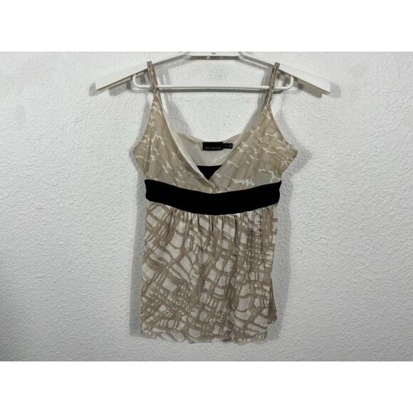 Vintage Y2K Cami Tank Top The Limited Size M Mesh Nylon Beige Geometric - Picture 6 of 9
